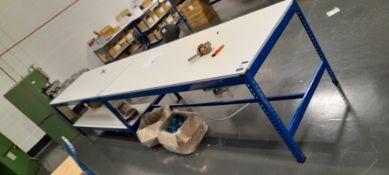 2x Workbench (Approximately 2m) with 2x High Backed Swivel Chair