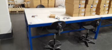 2x Work Bench- Contents Excluded (Approximately 2m) with 4x High Backed Swivel Chair