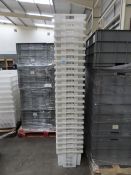 25 x plastic stackable storage baskets (395mm x 595mm x 300mm)
