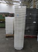 30 x plastic stackable storage baskets (395mm x 595mm x 200mm)