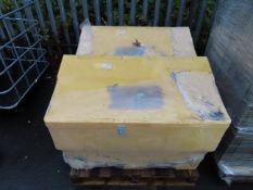 2 x yellow grit storage bins (estimated 200L capacity) with MASTER LOCKS padlock