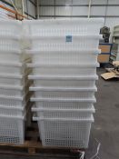 18 x plastic stackable storage baskets (395mm x 595mm x 400mm)