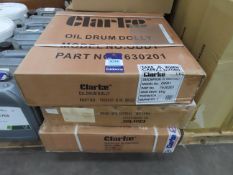 3 x CLARKE ODD1 oil drum dollies (boxed)