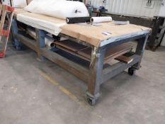 Heavy duty mobile fabricated table (length 2450 x width 1250 x height 850)