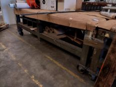 Heavy duty mobile fabricated table (length 2450 x width 1250 x height 850)