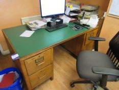 Vintage leather in laid double pedestal desk