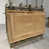 Hydraulic Cramping bench (can be set for use on both sides). Box of extra cramps to go with machine.