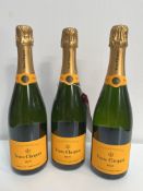 3 x Bottles of Veuve Clicquot Brut Champagne 12.5% 75cl RRP £66.95 per bottle