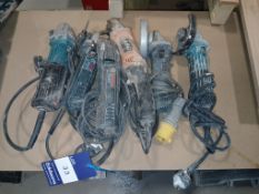 Quantity of various hand held angle grinders per photo