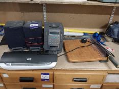 Westcott trim air guillotine and GBC fusion 3000L laminator and Sony micro hifi