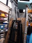 Disassembled tower scaffolding and 2 steel stillages