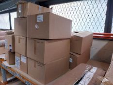 Large quantity of haberdashery items to top two shelves of rack to include bead trim, Toolzone