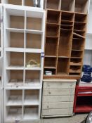 Quantity drawers and shelving to wall