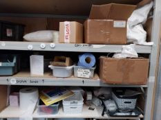 Single bay of racking with 5 shelves (2370w x 880d x 3000h) including small quantity of stock and