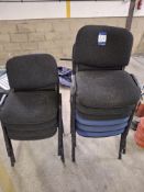Ten upholstered stacking chairs
