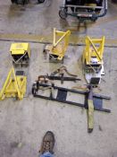 Three Ferno vehicle stretcher restraining clamps with 2 gas bottle brackets