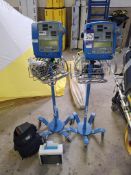 Two Dinamad Pro 300V2 patient monitors on stands with two various patient monitors condition