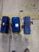 Three car mount blue flashing beacons