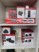 2 x Shelves of CALIBER Products Including 4-way Speaker Set , Satellite Speakers etc.