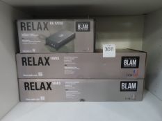 BLAM RELAX 165RS Two Way Speaker Systems (2) and a 2 Chanel 120w Amplifier.
