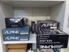 Shelf of ALPINE Products Including 2-way Speaker System.