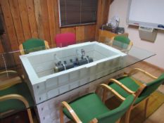 Bespoke Glass topped meeting table with 6 chairs