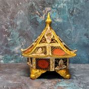 An Abbeydale Chrysanthemum pattern Pagoda shaped vase and cover, typically decorated with large