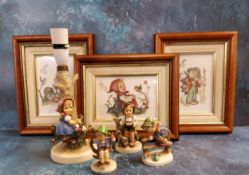 A Goebel figural lamp., by M J Hummell, Apple Tree Girl, 22cm high, printed mark;  other figures;