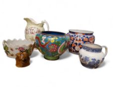 A Japanese closionne jardiniere, decorated in colours with dragon, fanciful bird and peonies, 20cm