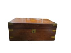 A Victorian brass bound mahogany rectangular writing box, 35cm wide, c.1860