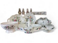 Aynsley Pembroke pattern strawberry basket, with cream jug and sugar bowl;  similar trinket dishes;