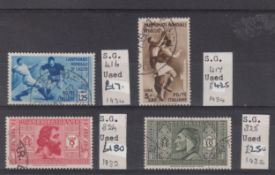 Stamps- Italy selection of stamps including SG324 and SG325, SG416/7 1934 World Cup Football. All