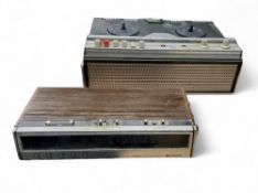 Ferguson Auto Recorder Two Track Reel To Reel, Model 3245; Hitachi electronic clock radio, auto