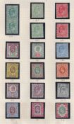 Stamps- GB King Edward VII simplified set of stamps, fine lightly mounted mint on an album page.
