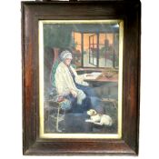 M. Keeling, Edwardian School, In The Drawing Room,  oil on canvas, dated 1910, 34cm x 45cm, framed