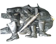 Auto Jumble - a BSA Goldstar exhaust, a pair of Frank Thomas boots, others, bike leathers, etc