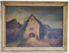 19th Century Continental School Tending to The Gate House Oil on canvas, unsigned  36cm x 27cm,