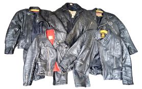 Various leather motorcycle jackets Including Frank Thomas The Streetwise Collection, S.A.K ,