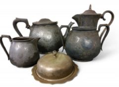 An E.P.B.M. three piece tea service, inscribed Presented to QMS C Beastall by the members Serg