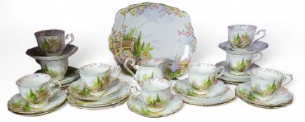 A Royal Albert Kentish Rockery pattern tea service, for nine, comprising teacups, saucers, side