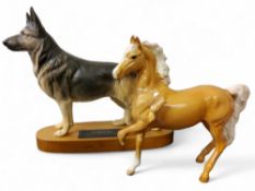 A Beswick connoisseur model,  Alsatian German Shepherd Dog, on stand, model no.2587;   a Beswick