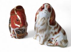 A Royal Crown Derby paperweight, Cavalier King Charles Spaniel,   printed mark, gold stopper;