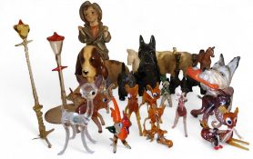 A Goebel model, of a terrier, holding a slipper, CH14, c.1940;   a Scotty dog;  others;  glass  '