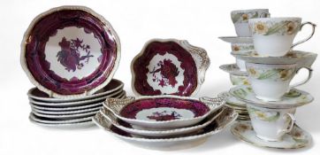 A Copeland & Garrett Late Spode's Imperial part dessert service, in puce and maroon, picked out in