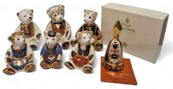 A Royal Crown Derby paperweights including Regal Goldie Bear; Drummer Bear designed by John