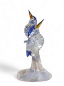 A Swarovski  Crystal Malachite Kingfishers, perched, 10cm high,  boxed