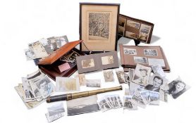 Boxes & Objects - a Victorian work box c.1870; an early 20th century four drawer brass telescope;