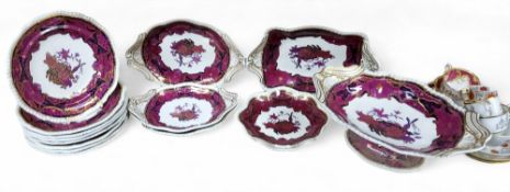 A Copeland & Garrett Late Spode's Imperial part dessert service,  in puce and maroon, picked out