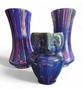A Bourne Denby Danesby Ware Electric Blue pattern novelty Owl jug, typically dripped glazed, 15.5cm,