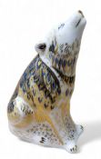 A Royal Crown Derby paperweight, Wolf, printed mark, gold stopper